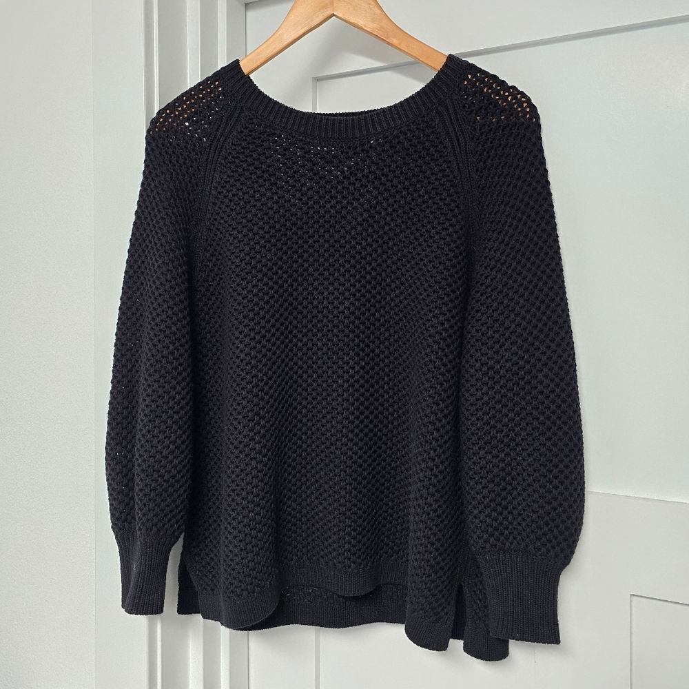 Calvin Klein Honeycomb Knit Crewneck Sweater in Black
